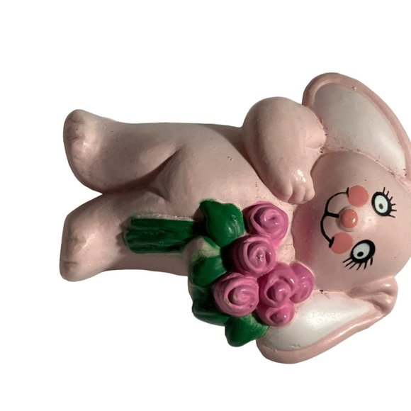 Easter Unlimited Pink Rabbit Bunny Rose Flowers Pin vintage - Picture 3 of 7